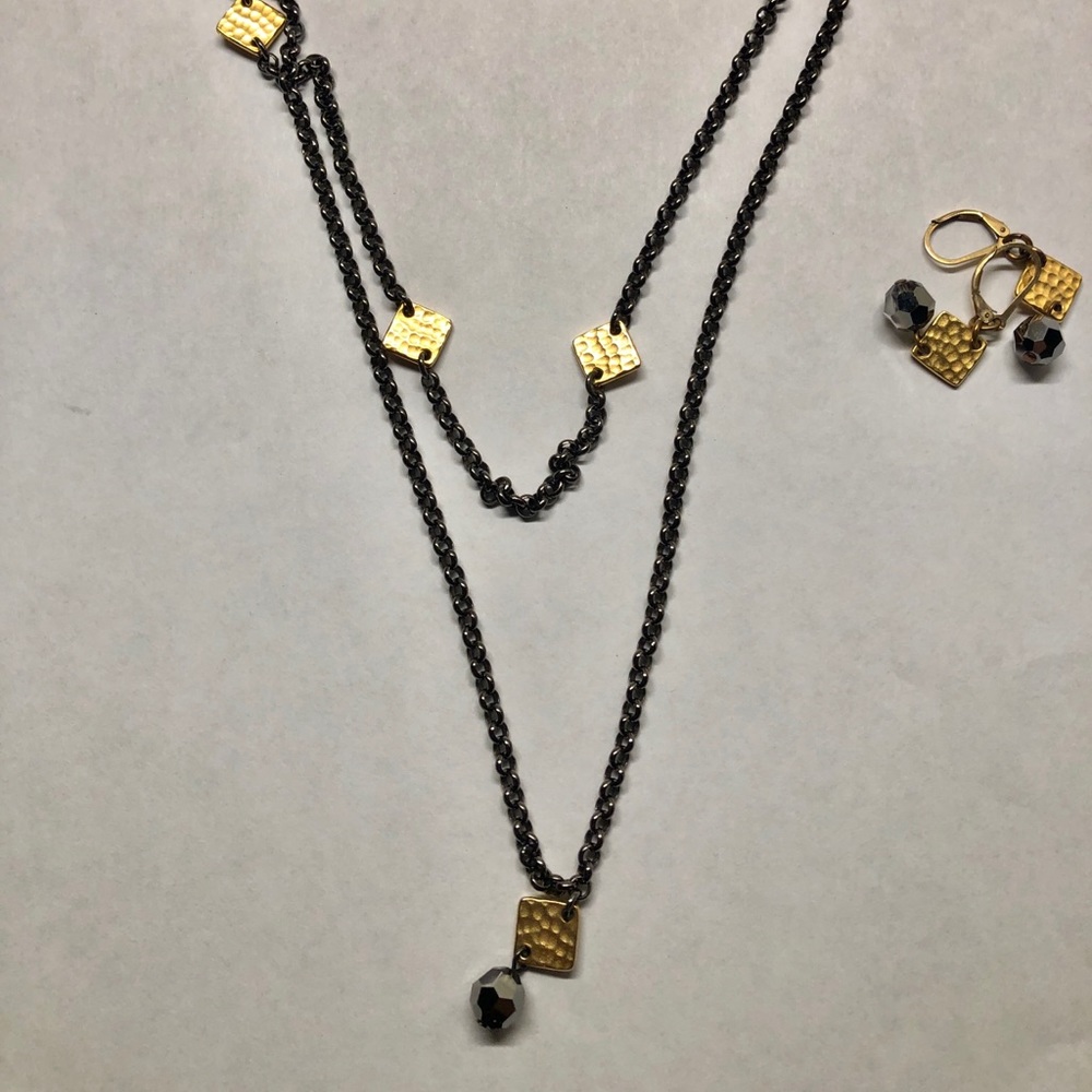 Double stand necklace with earrings